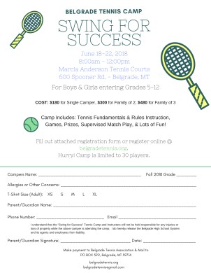 Swing for success registration form